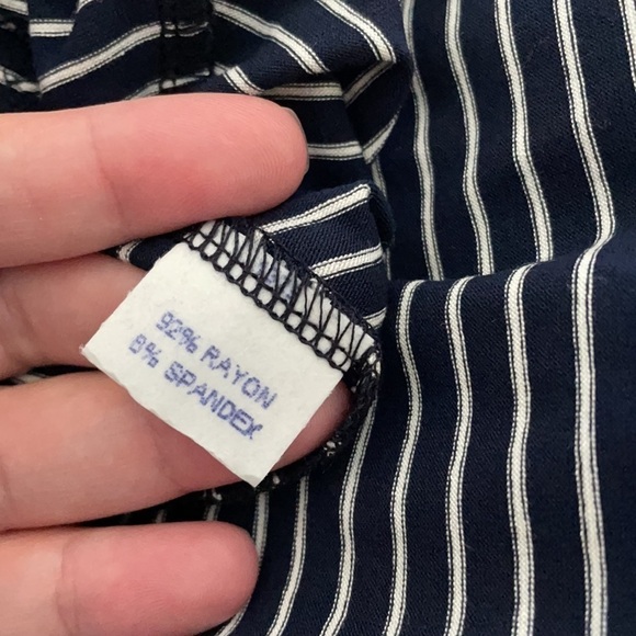 Sarah liller Navy striped Strechy A Line Side Pockets Coastal Minimalist DressXL - Picture 5 of 5